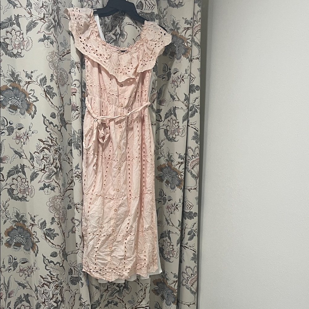 Simplee Apparel Blush Eyelet Midi Dress